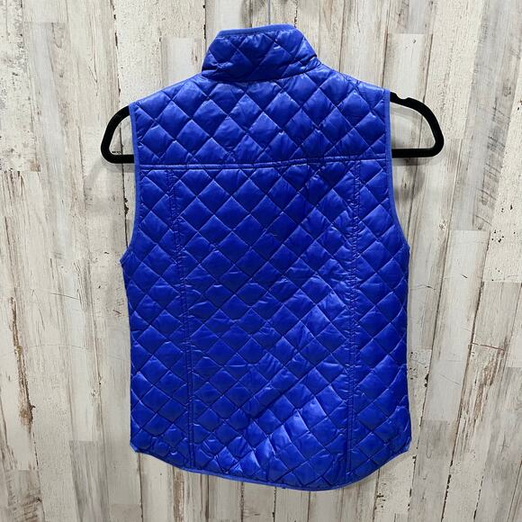 J CREW Womens Shiny Quilted Field Vest Jacket Size XSP Blue Sleeveless Down - Picture 3 of 8